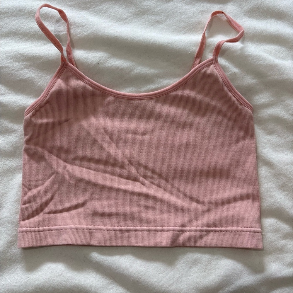 Garage Pink Ribbed Crop Top